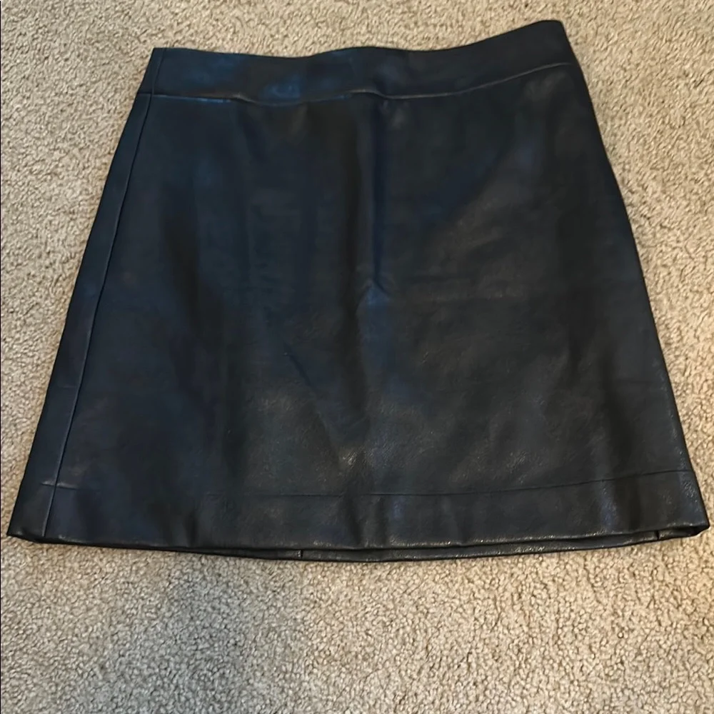Jcrew Factory Black Faux Leather A-Line Skirt